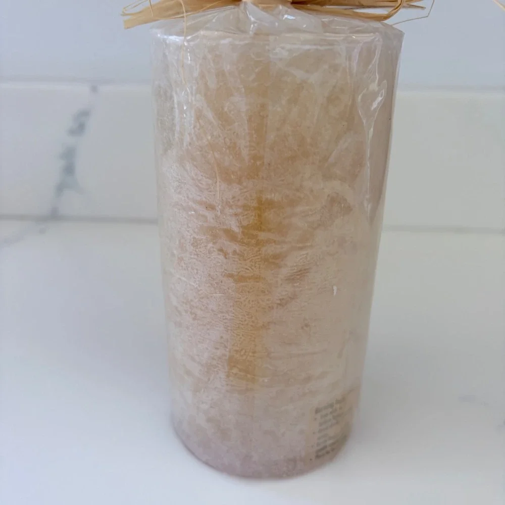 Latta's Garden Collection Tan Mottled Pillar Candle 3x6 Rustic Decor New